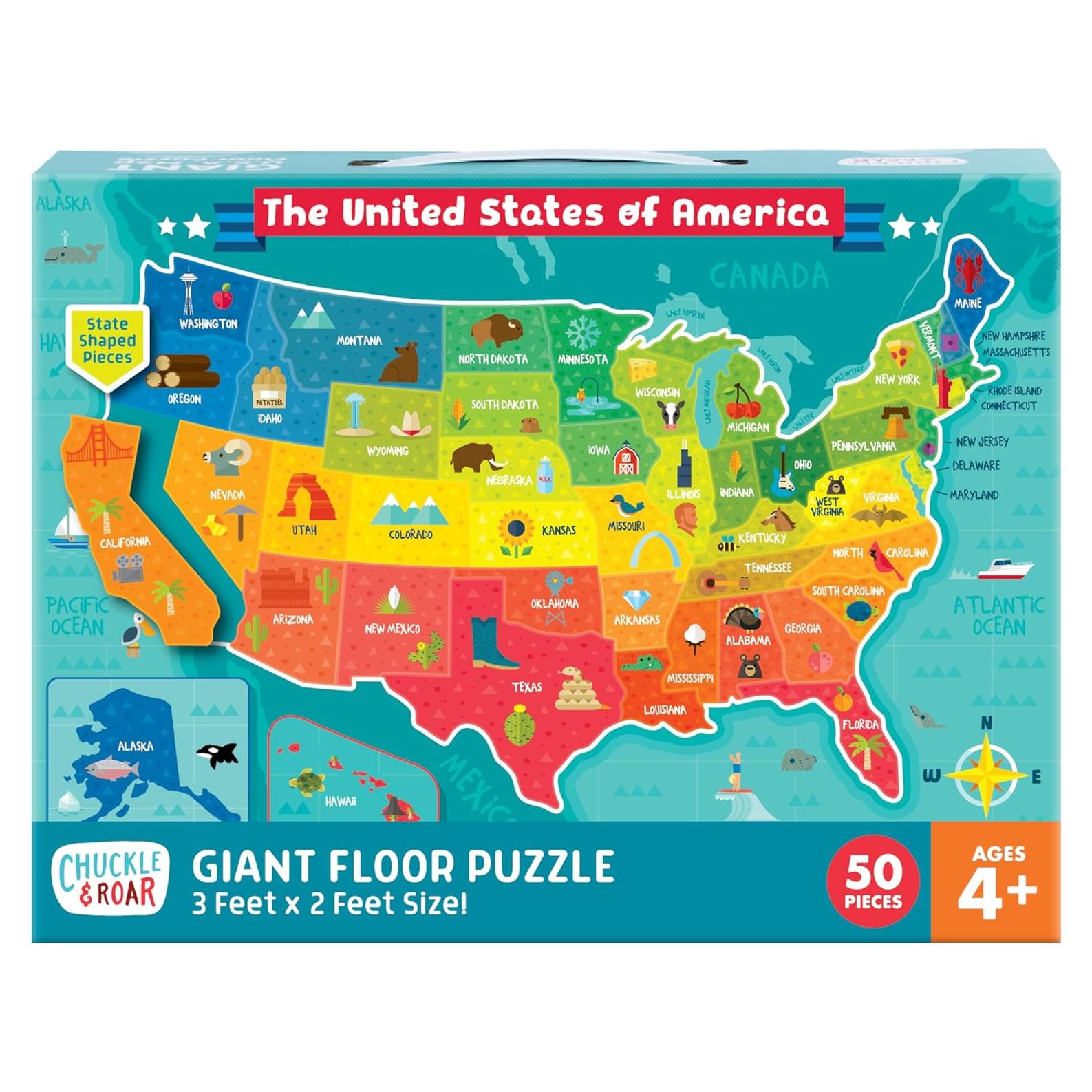 Rompecabezas Educativo Chuckle & Roar Mapa EE. UU. 50 Piezas