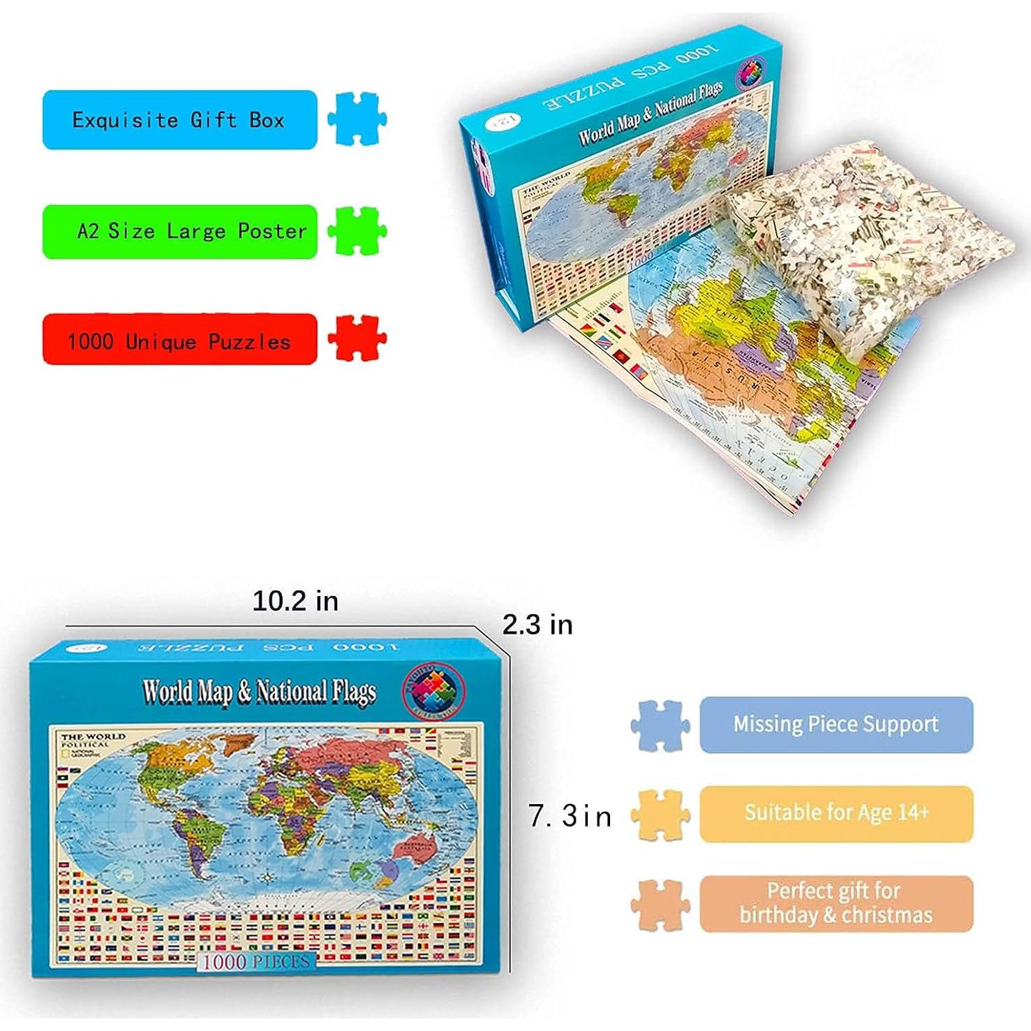 Rompecabezas Mapa Político del Mundo 1000 Piezas PAYOHTO