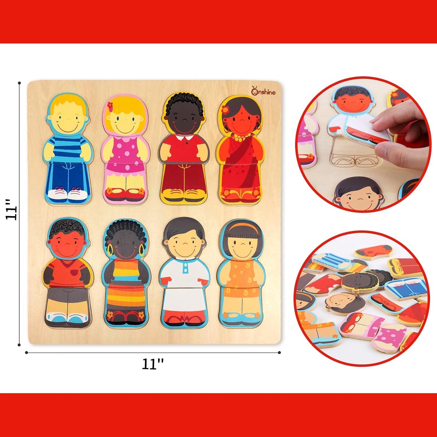 Rompecabezas de Madera Educativo Niños Diversidad 28x28 cm