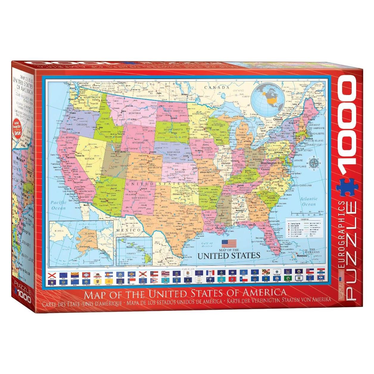 Rompecabezas Mapa de EE. UU. Eurographics 1000 Piezas