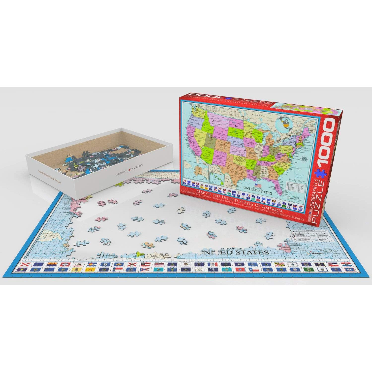 Rompecabezas Mapa de EE. UU. Eurographics 1000 Piezas