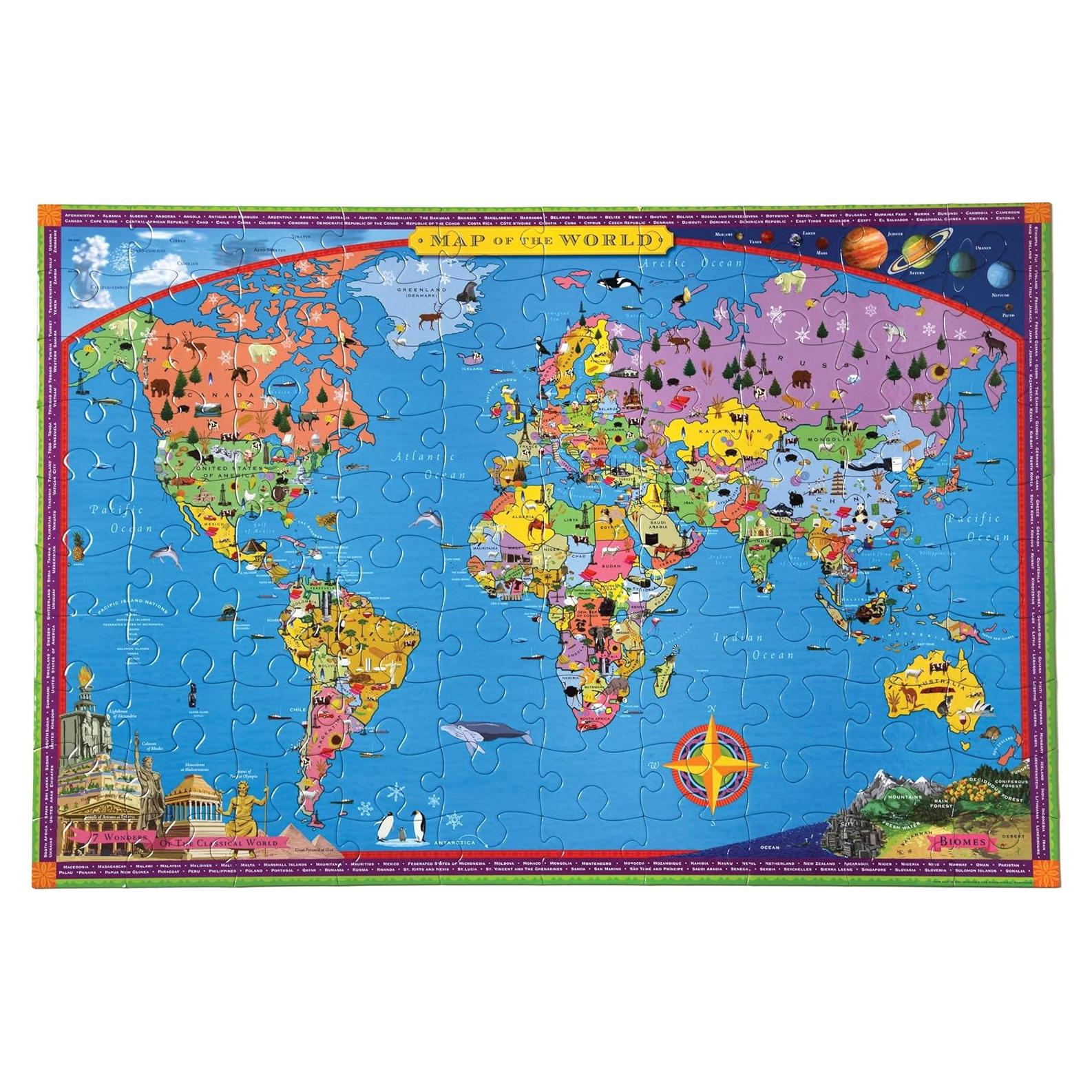 Rompecabezas Mapa del Mundo 100 Piezas eeBoo 68.5x45.7cm