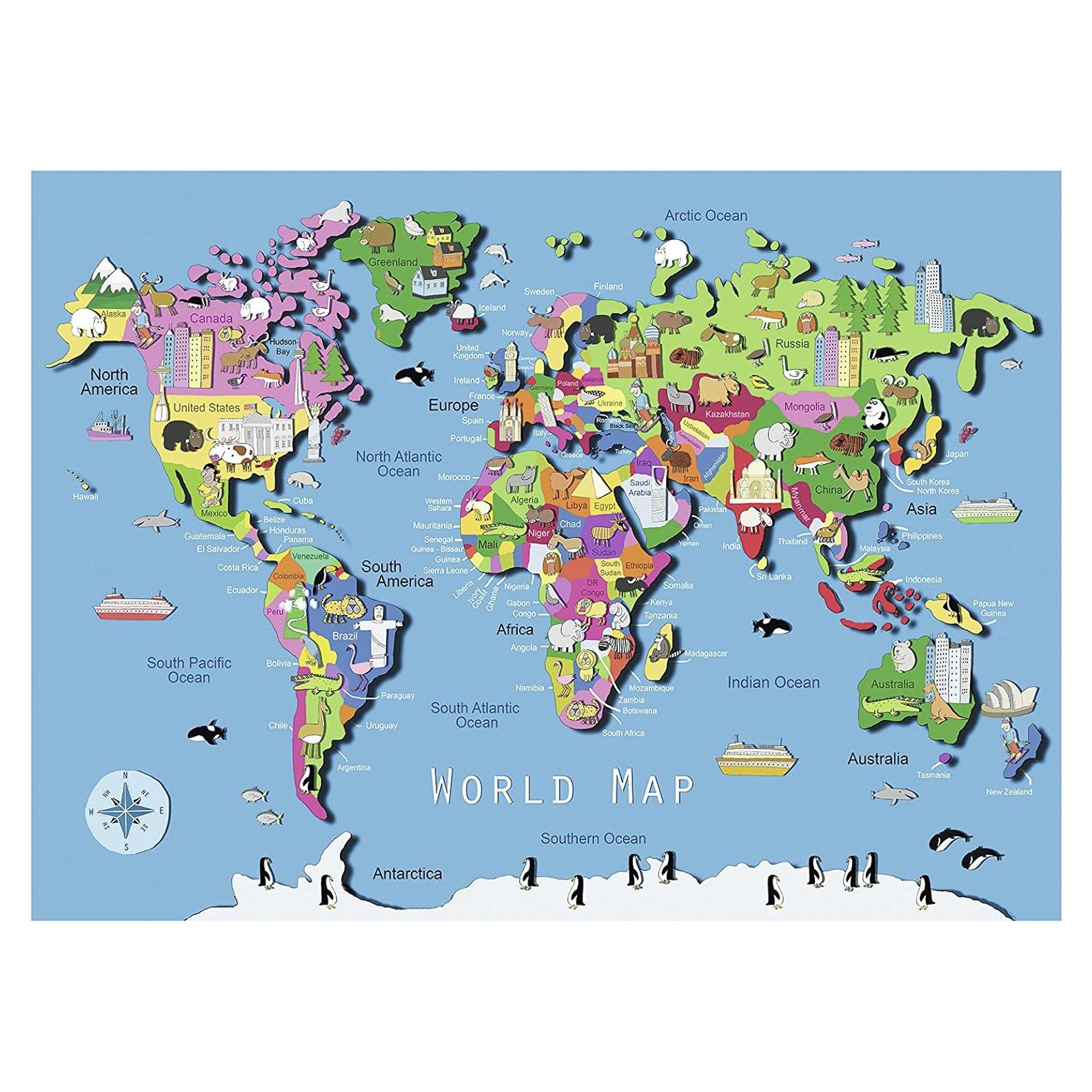 Rompecabezas Mapa Mundial Ravensburger 60 Piezas para Niños