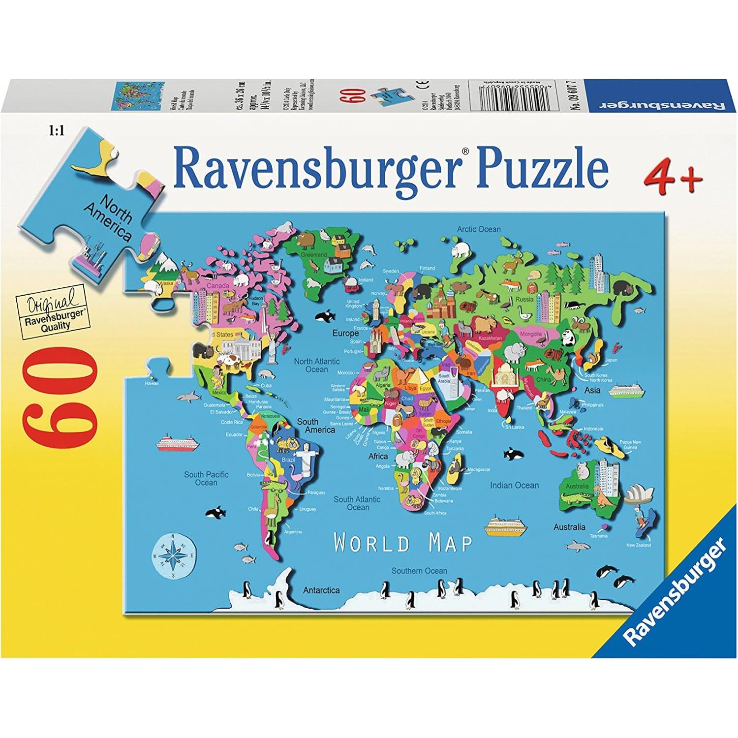 Rompecabezas Mapa Mundial Ravensburger 60 Piezas para Niños