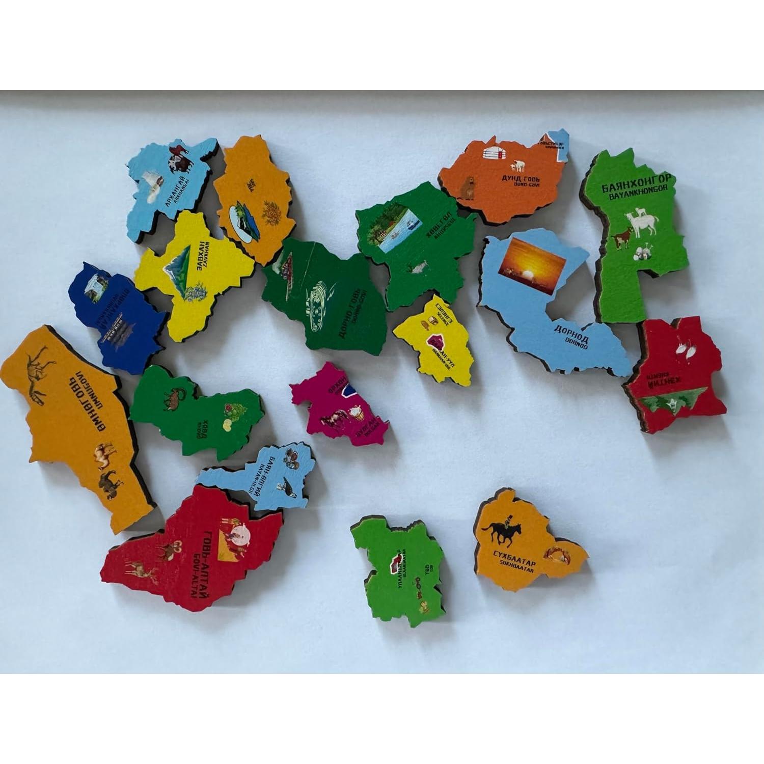 Rompecabezas de Mapa Mongol de Madera Tienda de Puje 19 Piezas