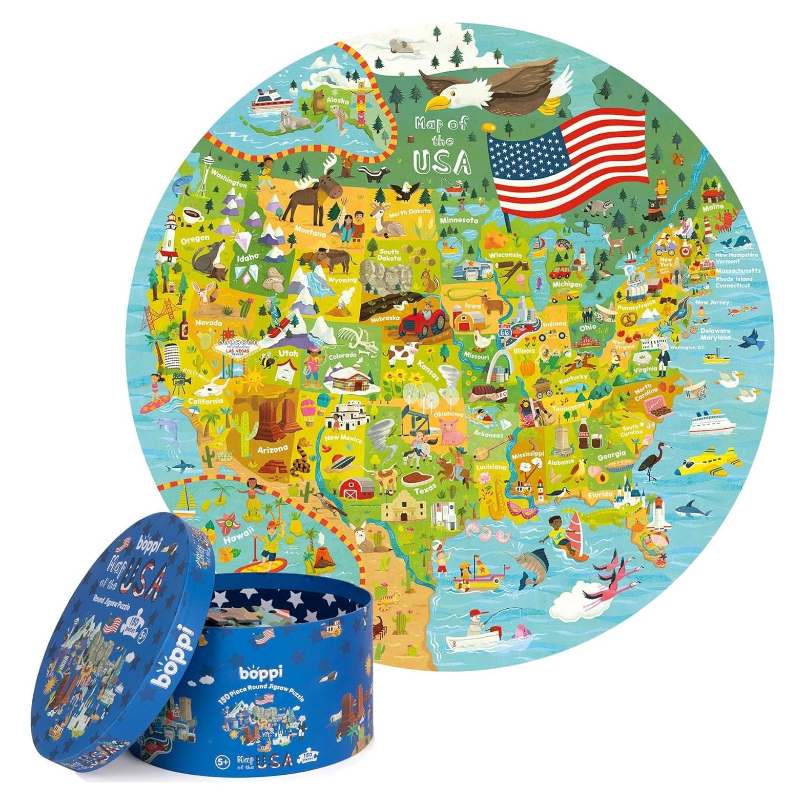 Rompecabezas de Mapa de EE. UU. Boppi 150 Piezas Ecológico