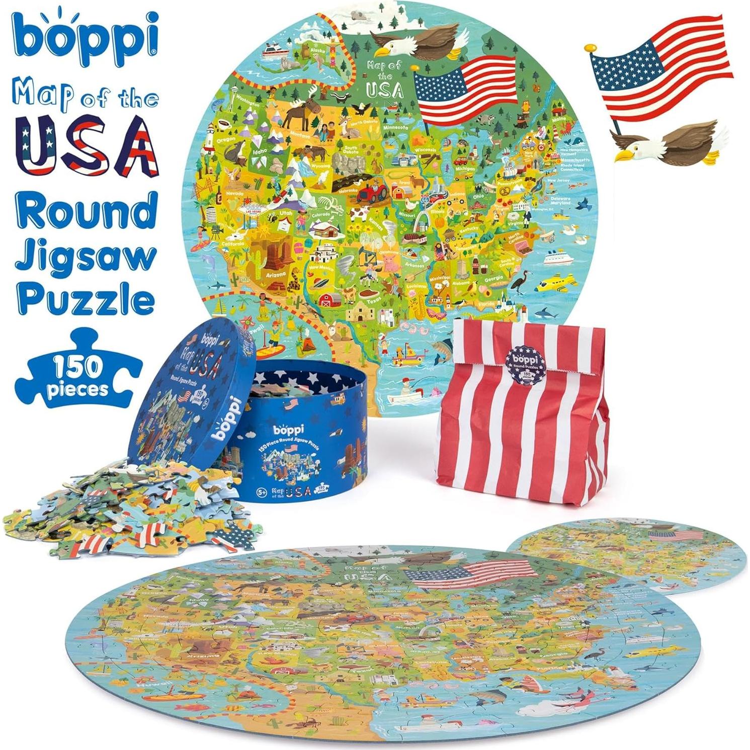 Rompecabezas de Mapa de EE. UU. Boppi 150 Piezas Ecológico