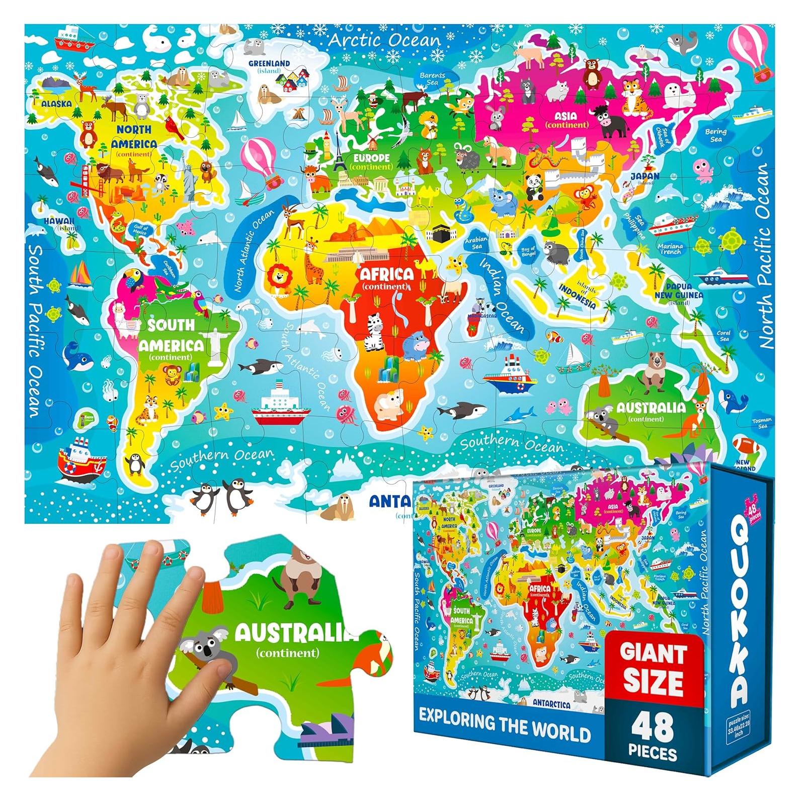 Puzzle de Suelo Gigante Quokka Mapa Mundial 48 Piezas 61x91 cm
