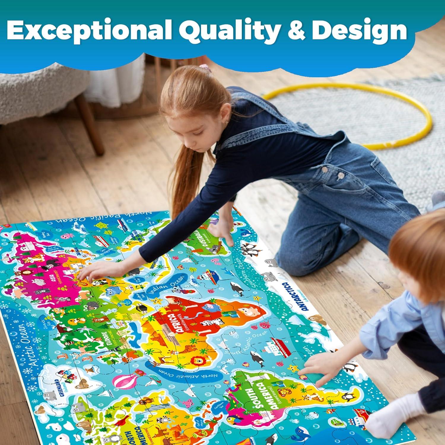 Puzzle de Suelo Gigante Quokka Mapa Mundial 48 Piezas 61x91 cm