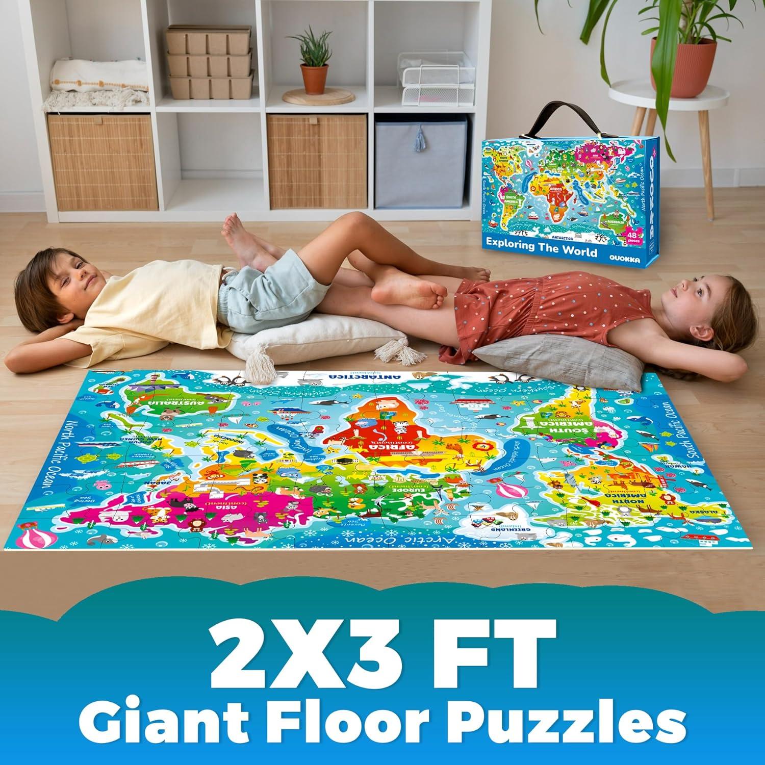 Puzzle de Suelo Gigante Quokka Mapa Mundial 48 Piezas 61x91 cm