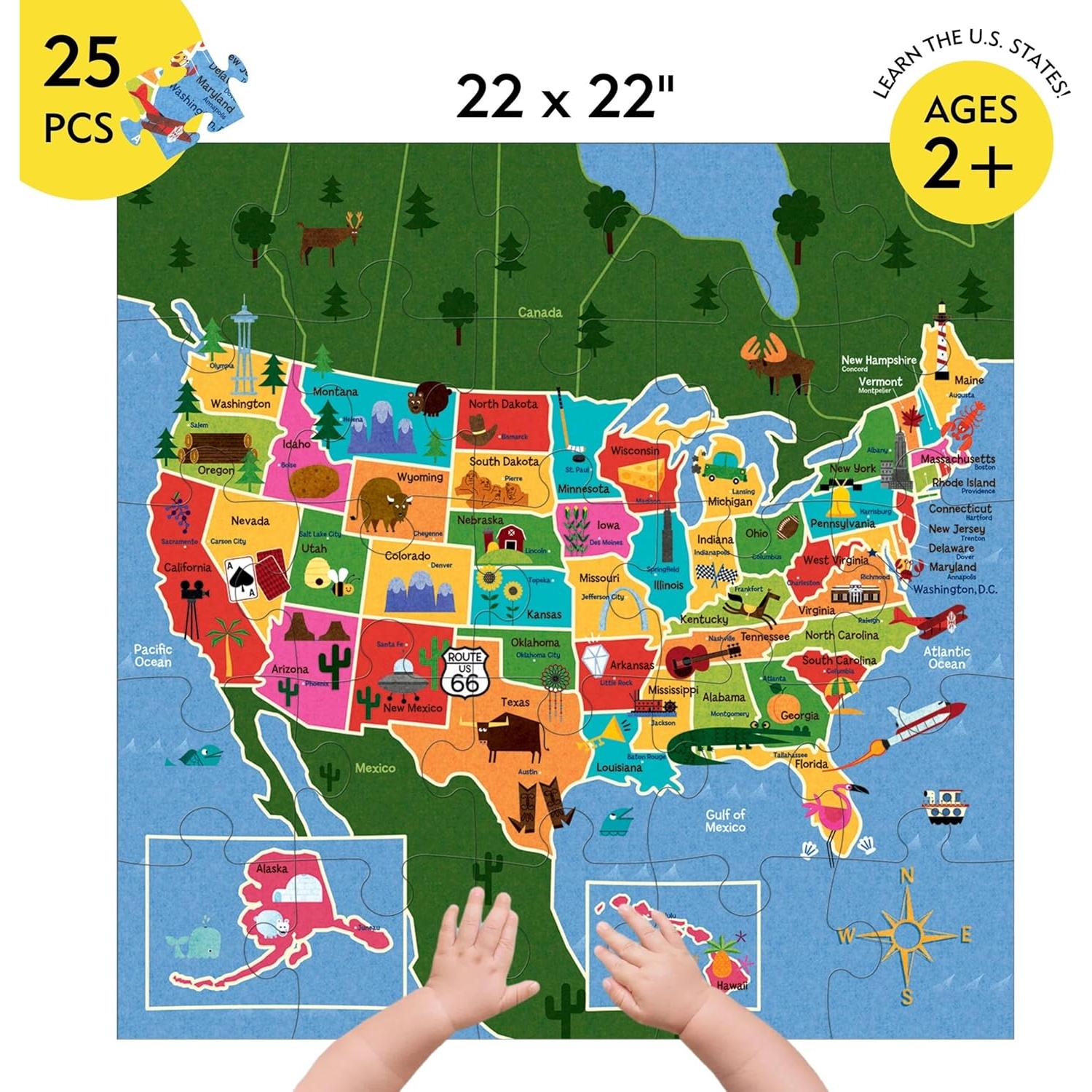 Rompecabezas Jumbo Mapa de EE. UU. Mudpuppy 25 Piezas 56x56cm