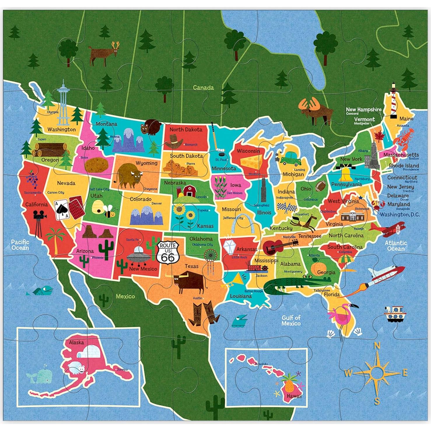 Rompecabezas Jumbo Mapa de EE. UU. Mudpuppy 25 Piezas 56x56cm