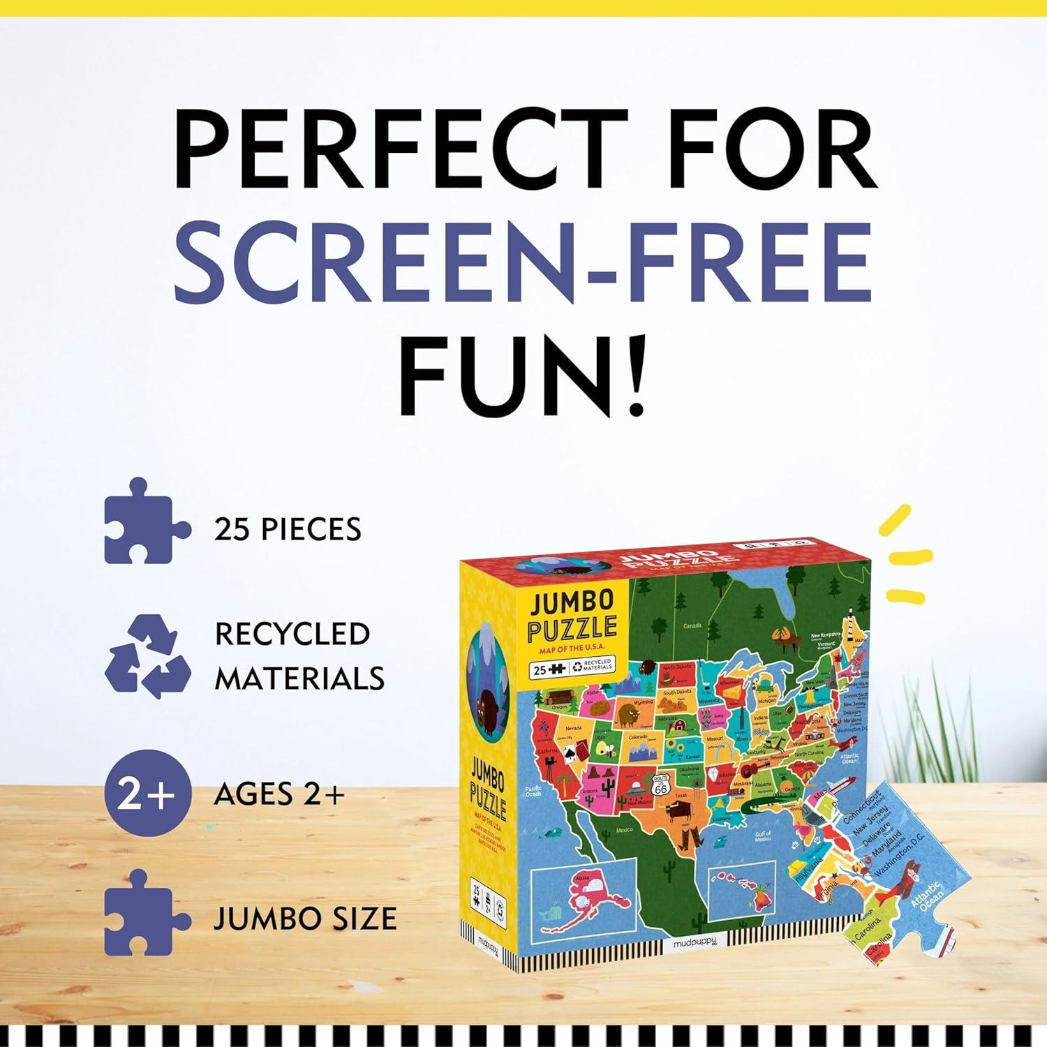 Rompecabezas Jumbo Mapa de EE. UU. Mudpuppy 25 Piezas 56x56cm