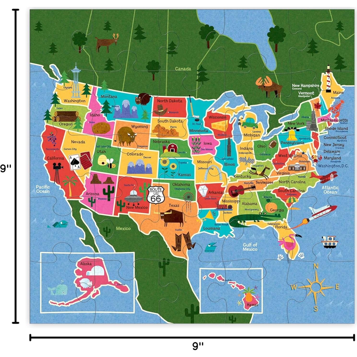 Rompecabezas Jumbo Mapa de EE. UU. Mudpuppy 25 Piezas 56x56cm