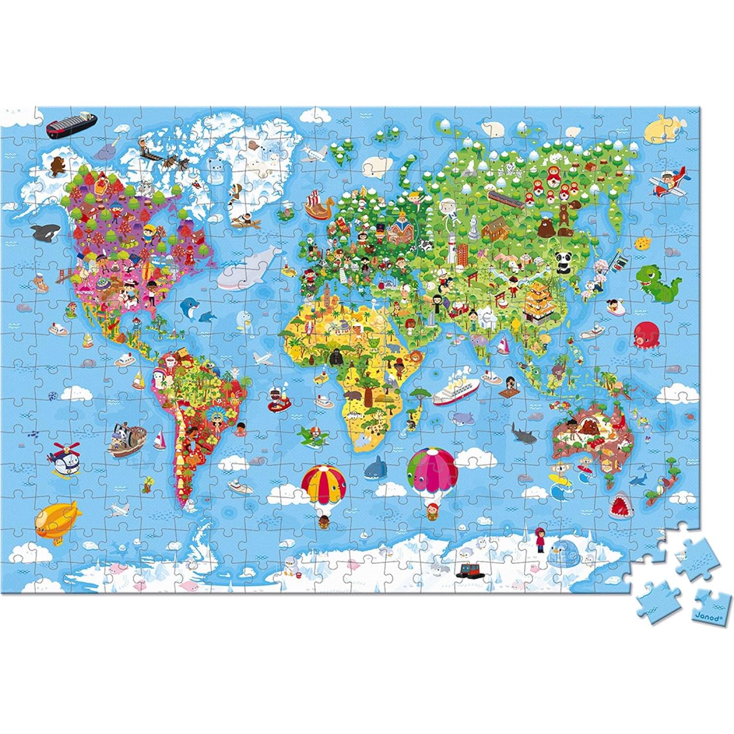 Rompecabezas Gigante Mapa Mundial 300 Piezas Janod 98x73cm