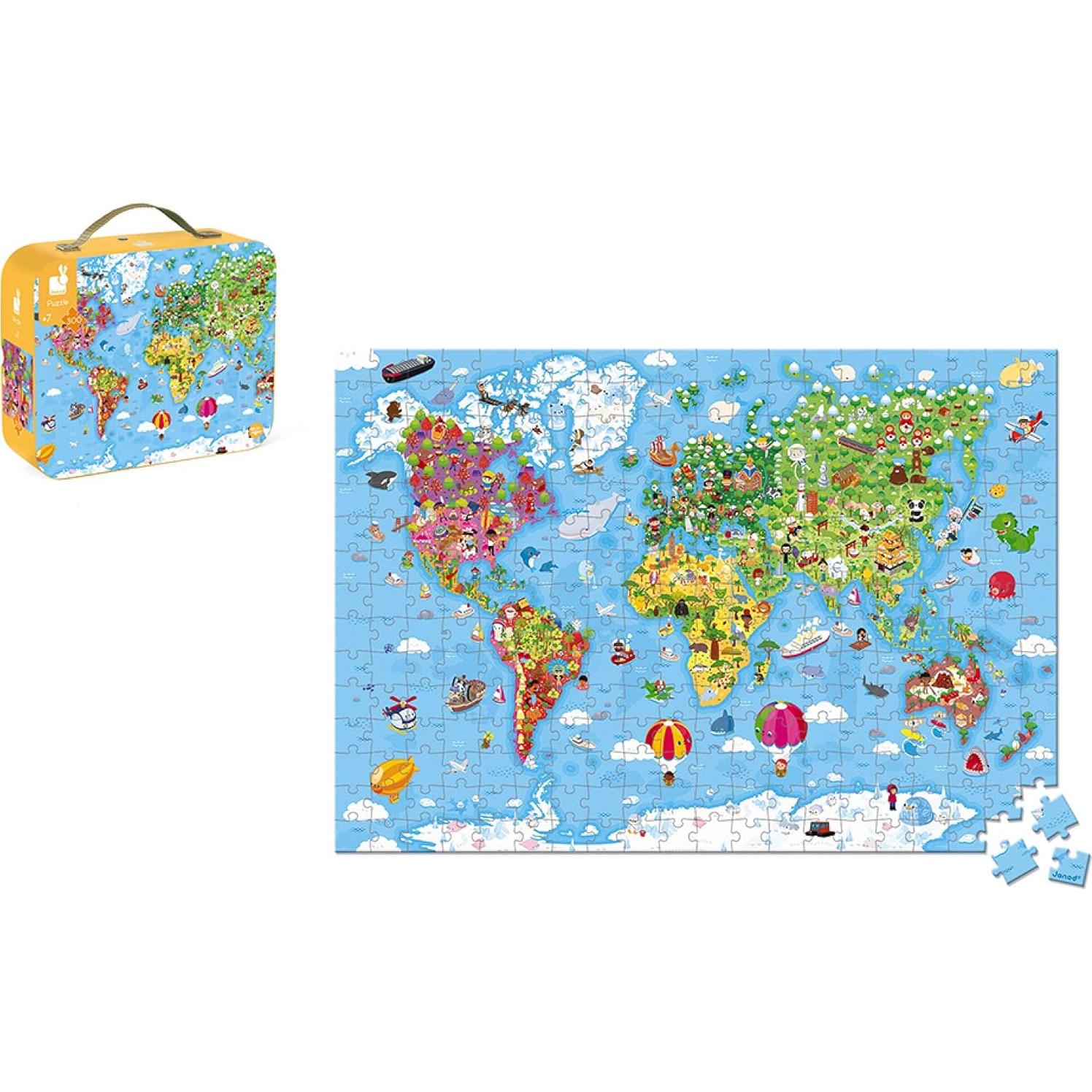 Rompecabezas Gigante Mapa Mundial 300 Piezas Janod 98x73cm