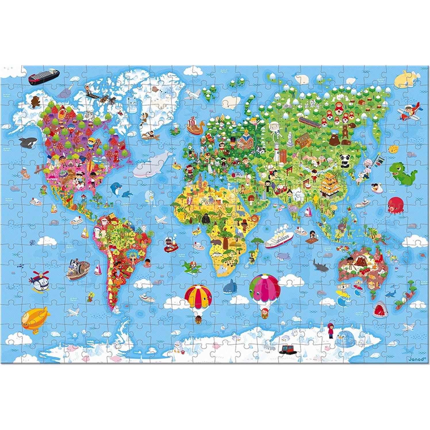 Rompecabezas Gigante Mapa Mundial 300 Piezas Janod 98x73cm
