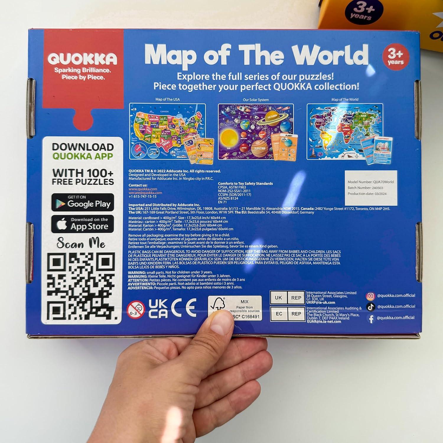 Puzzle Gigante Mapa Mundial Quokka 150 Piezas 61x91 cm