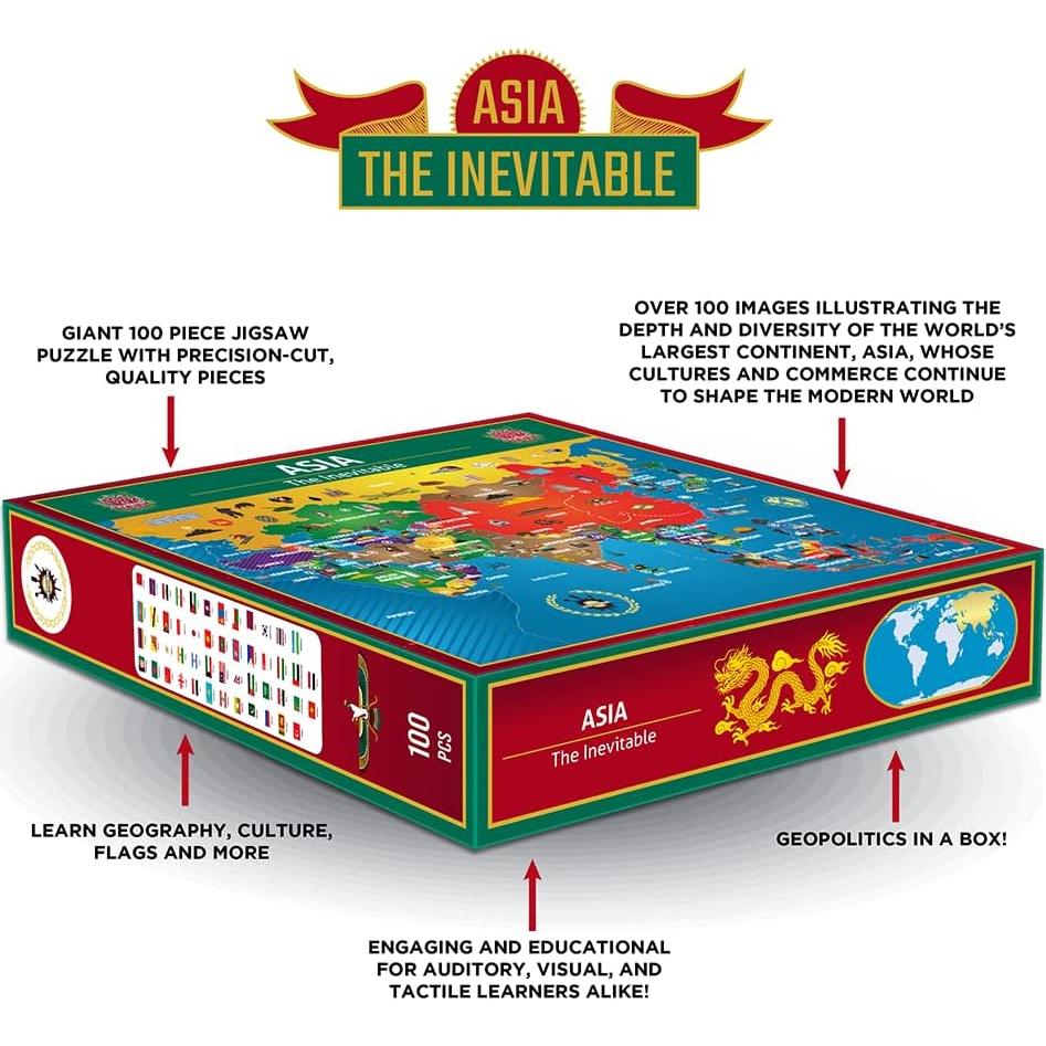 Rompecabezas de Mapa de Asia 100 Piezas 61x41 cm Educativo