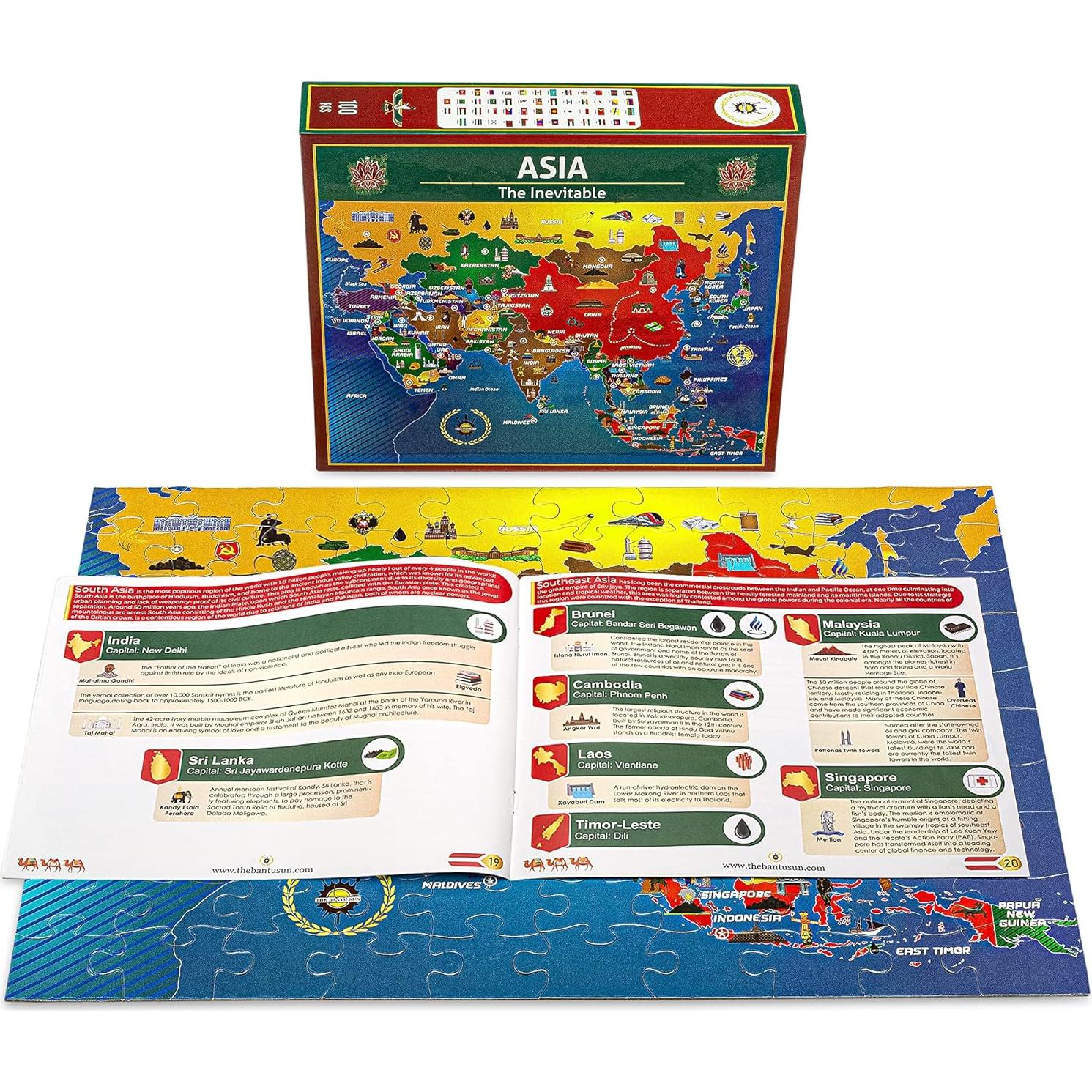 Rompecabezas de Mapa de Asia 100 Piezas 61x41 cm Educativo
