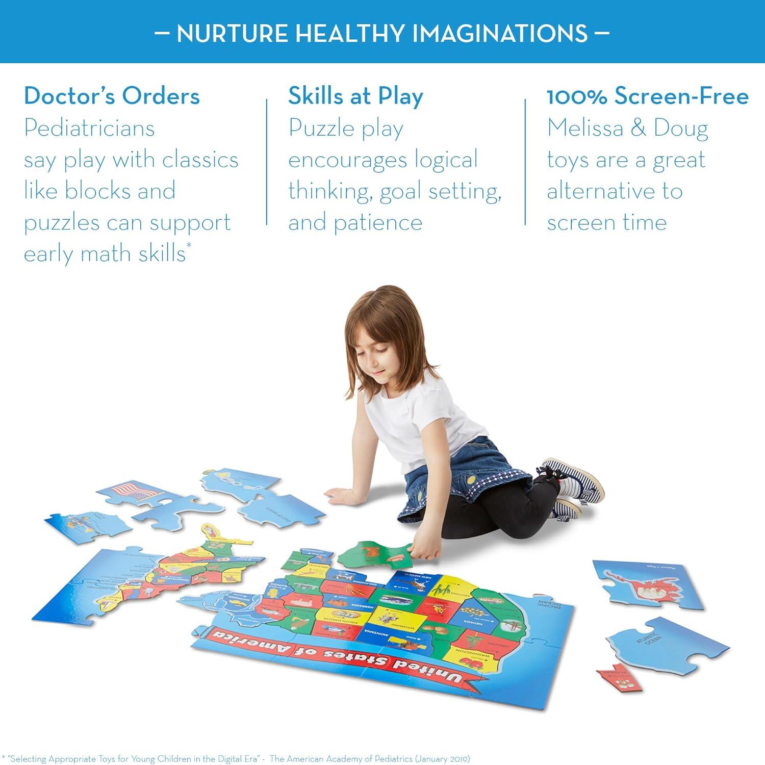 Rompecabezas de Piso Melissa & Doug Mapa EE. UU. 51 Piezas 61x91cm