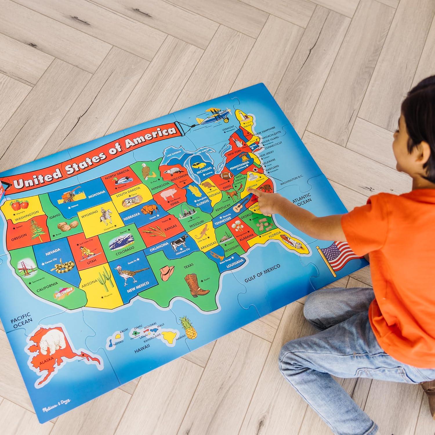 Rompecabezas de Piso Melissa & Doug Mapa EE. UU. 51 Piezas 61x91cm