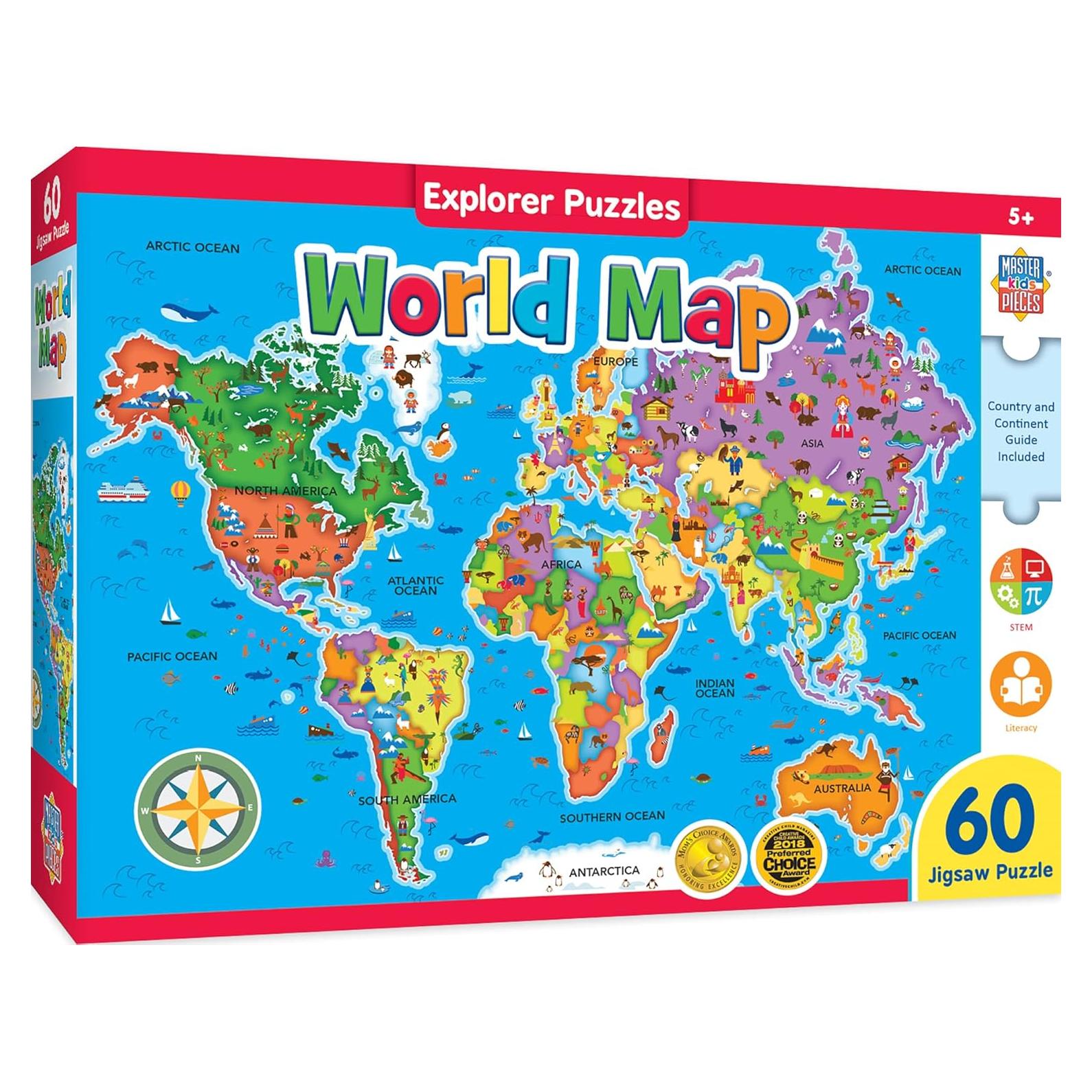 Rompecabezas Educativo MasterPieces 60 Piezas Mapa del Mundo