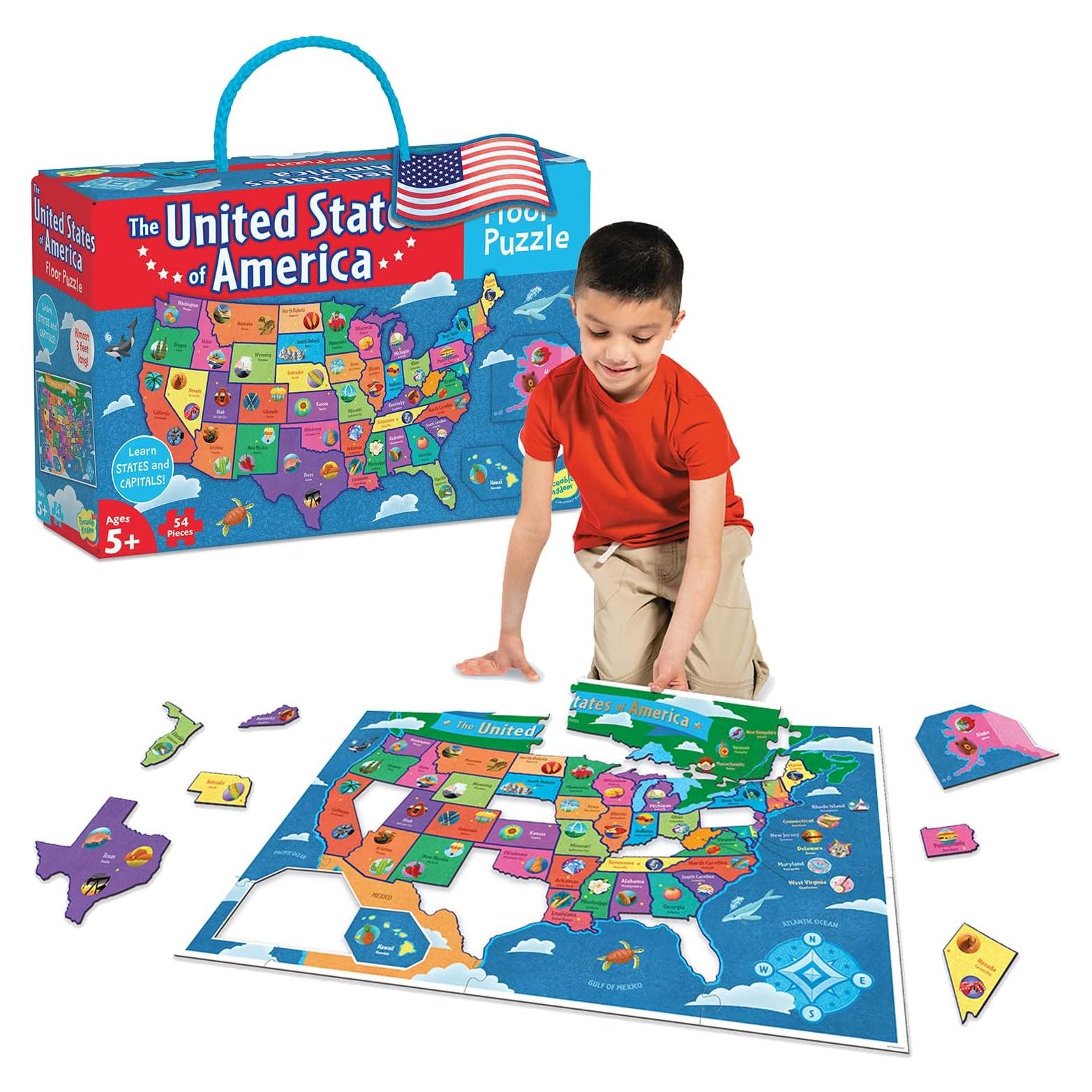 Rompecabezas de Suelo Peaceable Kingdom Mapa EE. UU. 59 Piezas