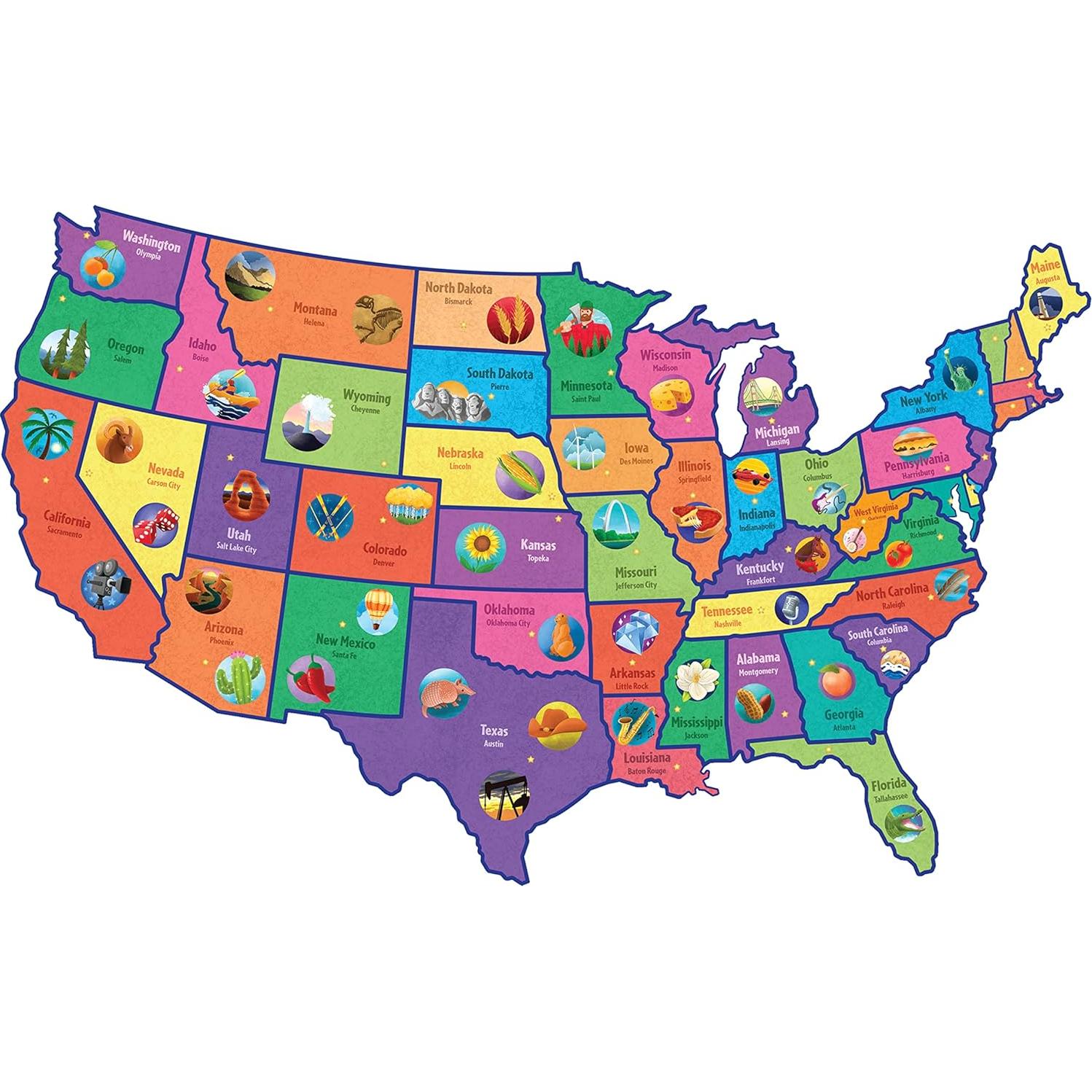 Rompecabezas de Suelo Peaceable Kingdom Mapa EE. UU. 59 Piezas