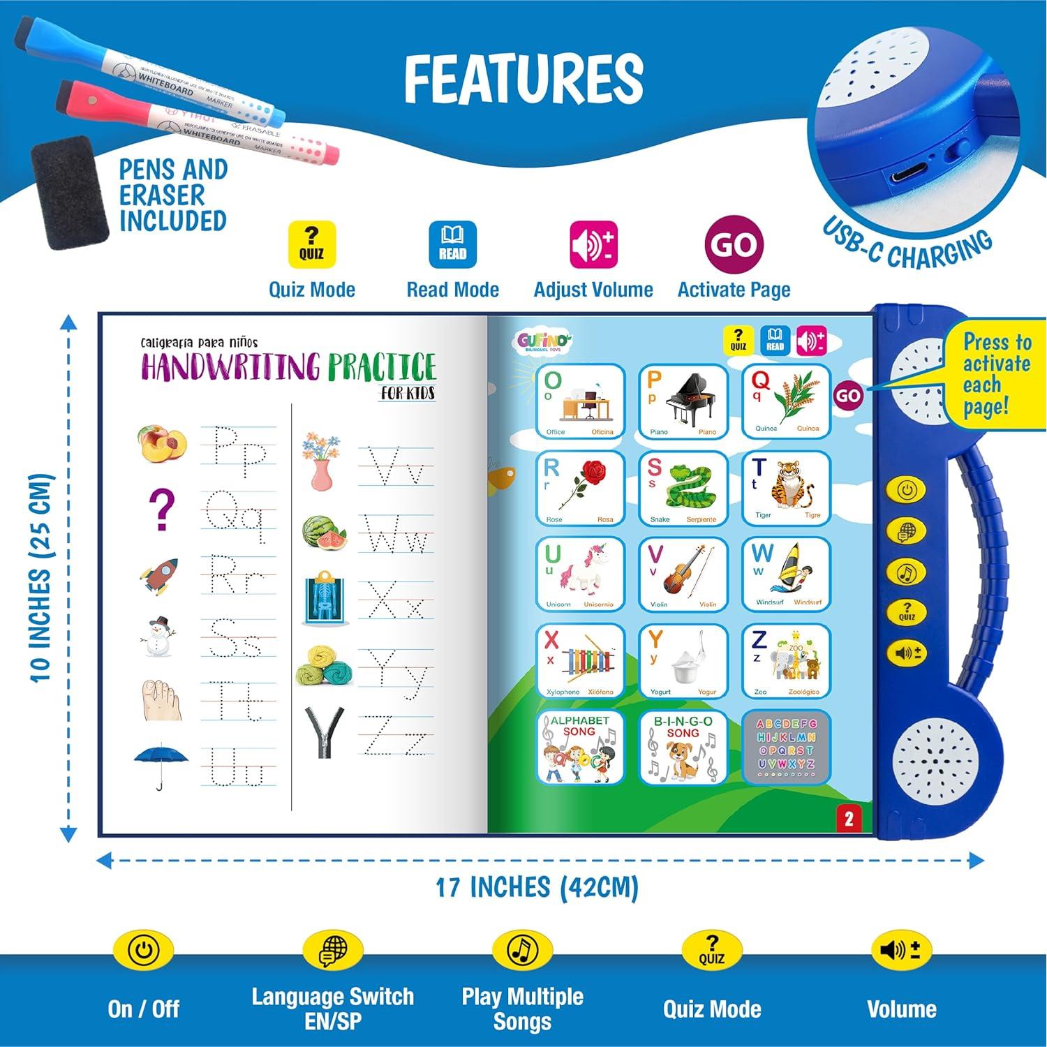 Libro Interactivo de Aprendizaje Español Gufino ABC 3-15 Años