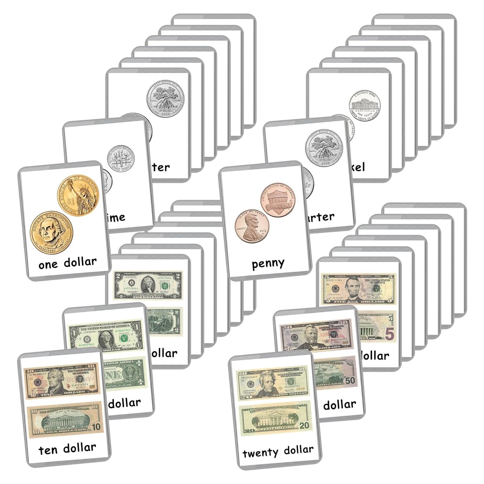 Tarjetas de Dinero Laminadas LifeLoLo - 17 Piezas para Preescolar