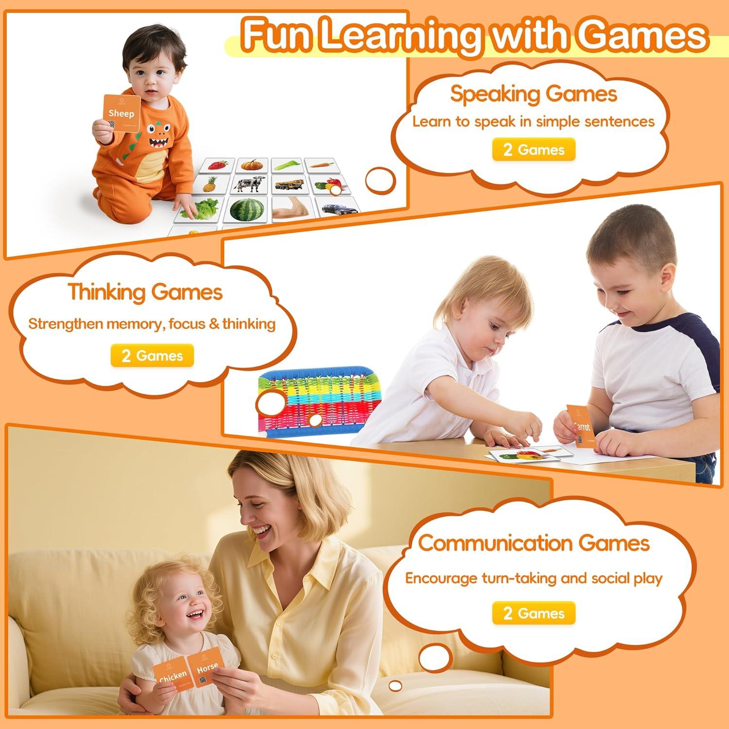 80 Tarjetas de Flash de Sustantivos ALSOLIFE para Niños 2-4 Años