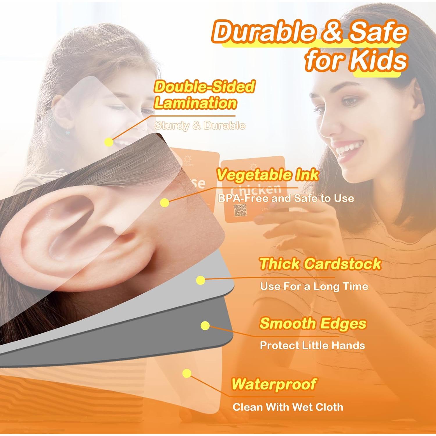 80 Tarjetas de Flash de Sustantivos ALSOLIFE para Niños 2-4 Años