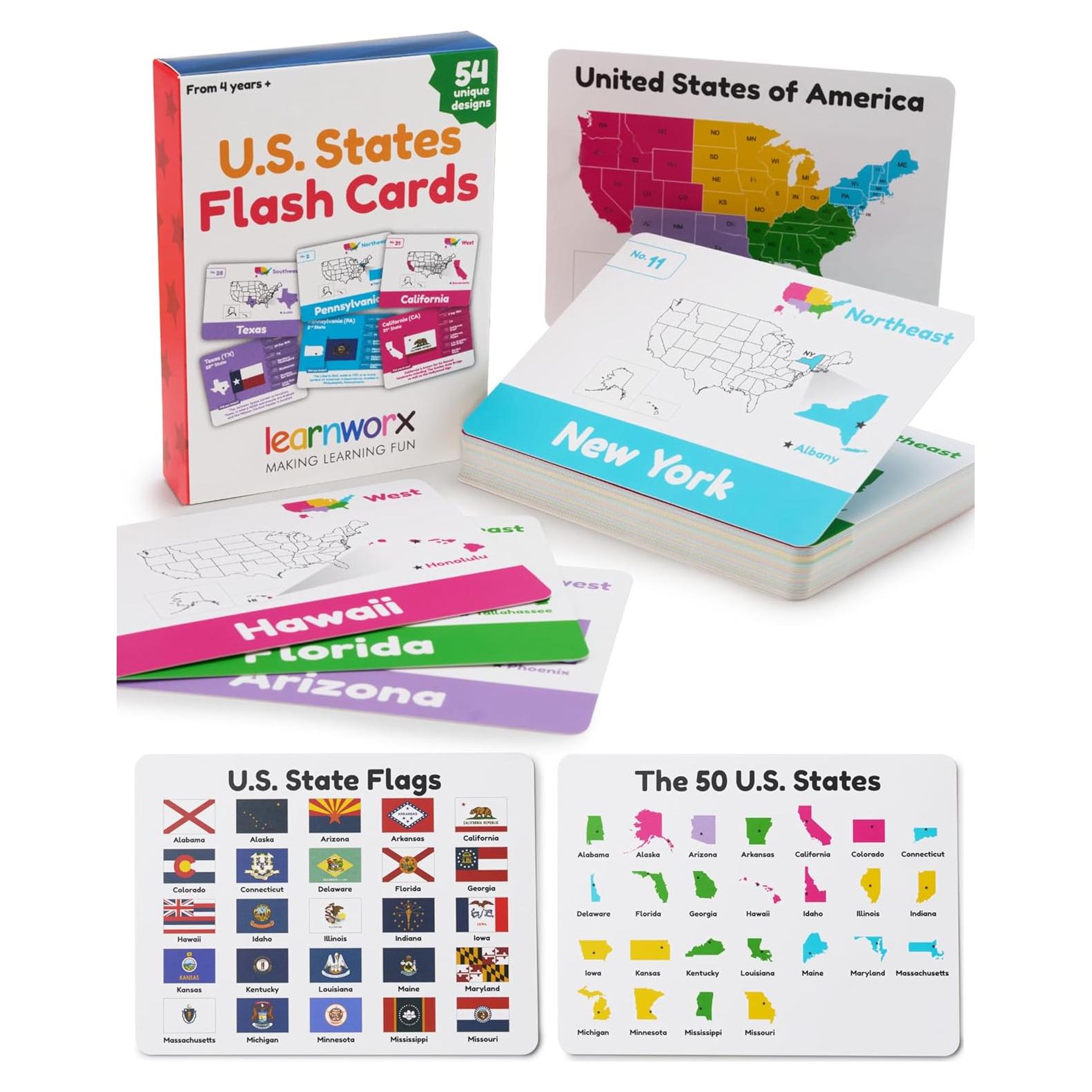 Tarjetas de Flash Educativas Learnworx - 50 Estados de EE. UU.