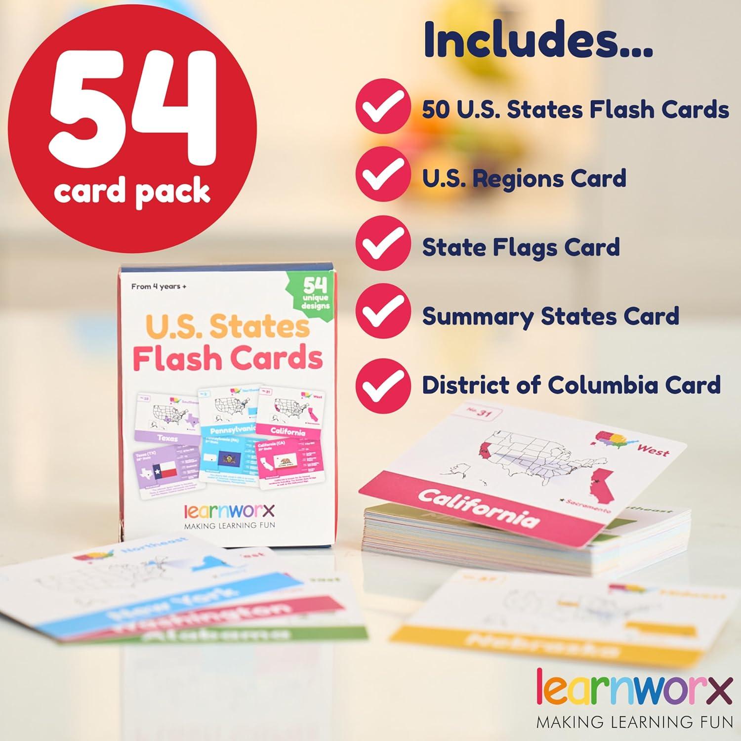 Tarjetas de Flash Educativas Learnworx - 50 Estados de EE. UU.