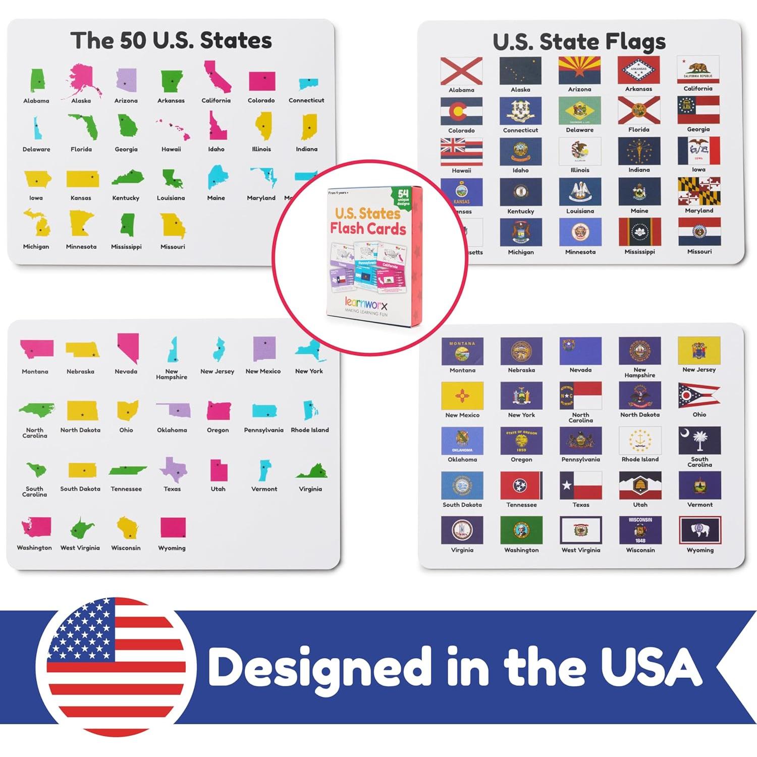 Tarjetas de Flash Educativas Learnworx - 50 Estados de EE. UU.