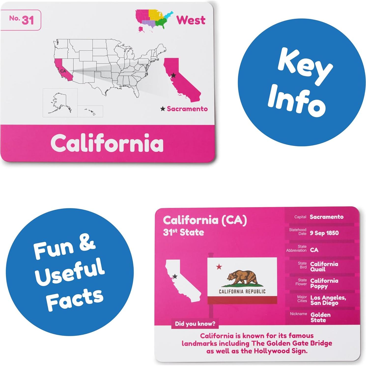 Tarjetas de Flash Educativas Learnworx - 50 Estados de EE. UU.