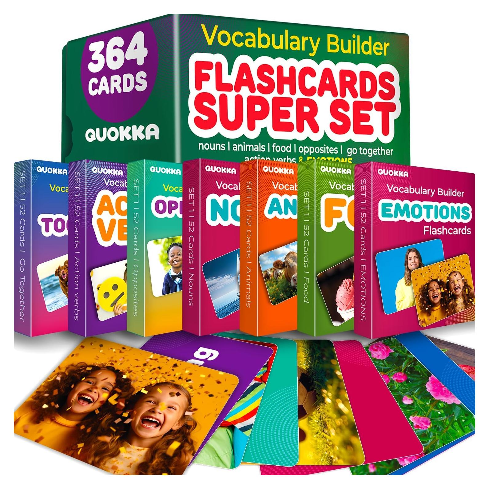 Tarjetas Didácticas QUOKKA 364 para Niños y Adultos - Vocabulario y Emociones