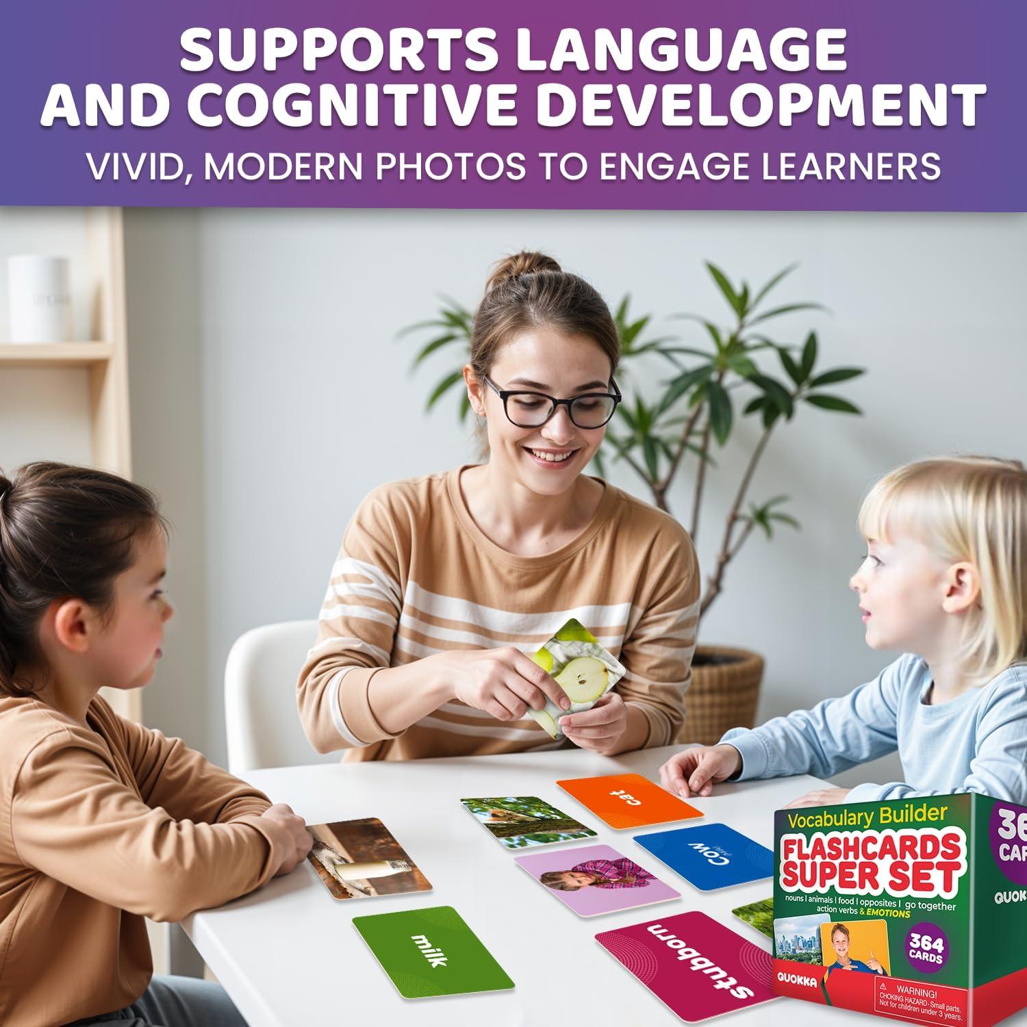 Tarjetas Didácticas QUOKKA 364 para Niños y Adultos - Vocabulario y Emociones