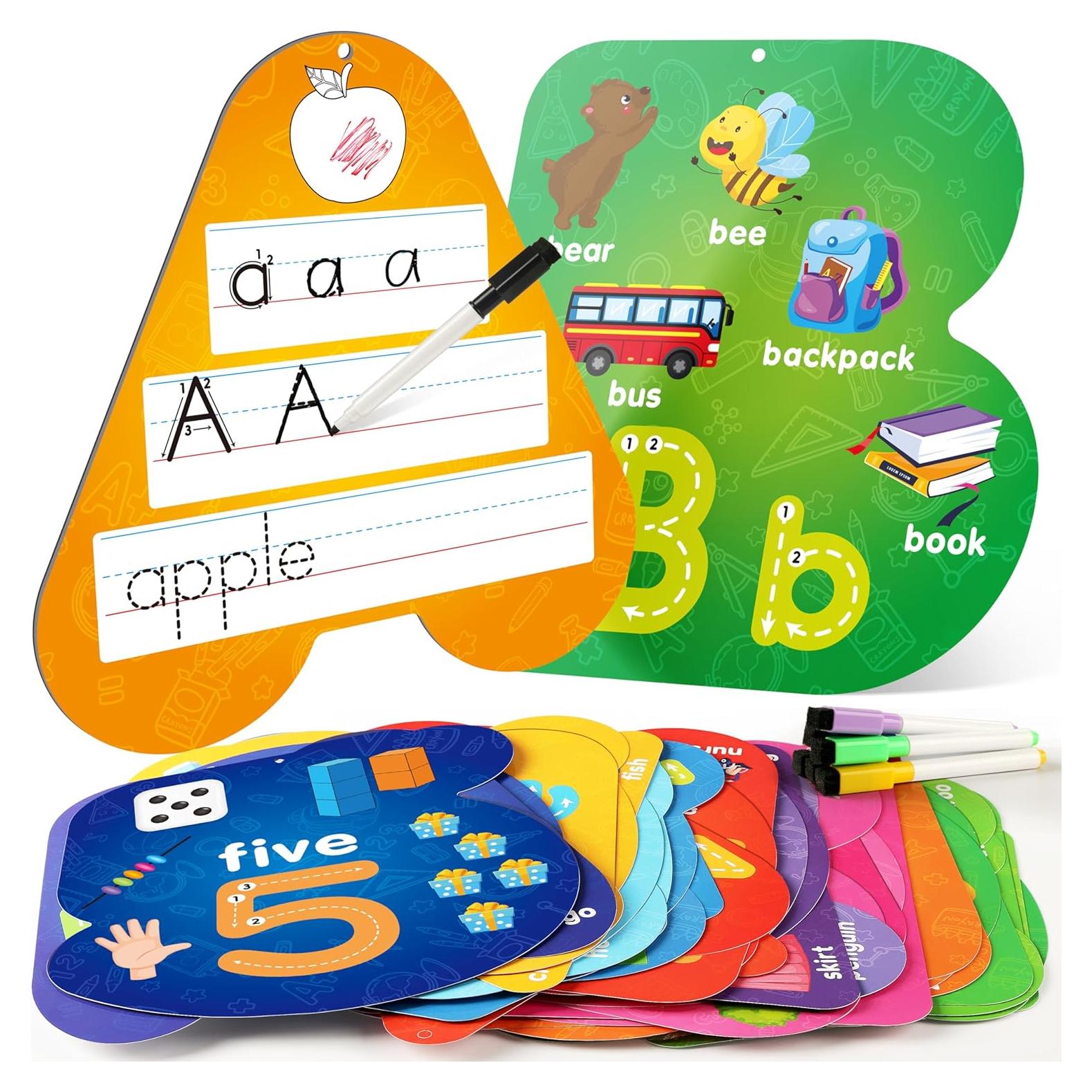 Tarjetas de Flash D-FantiX 55 Pcs para Niños - Letras, Números y Formas