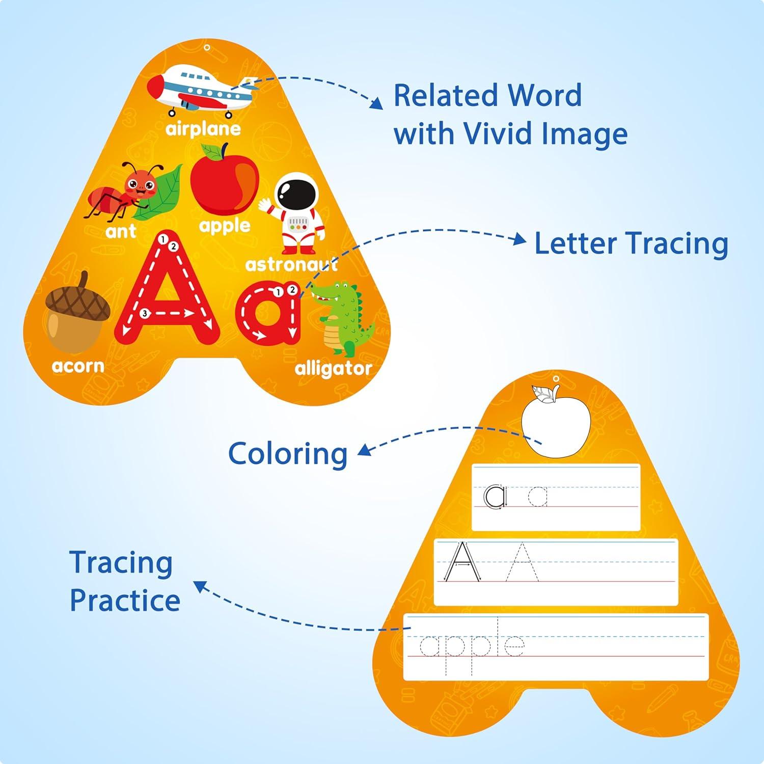 Tarjetas de Flash D-FantiX 55 Pcs para Niños - Letras, Números y Formas