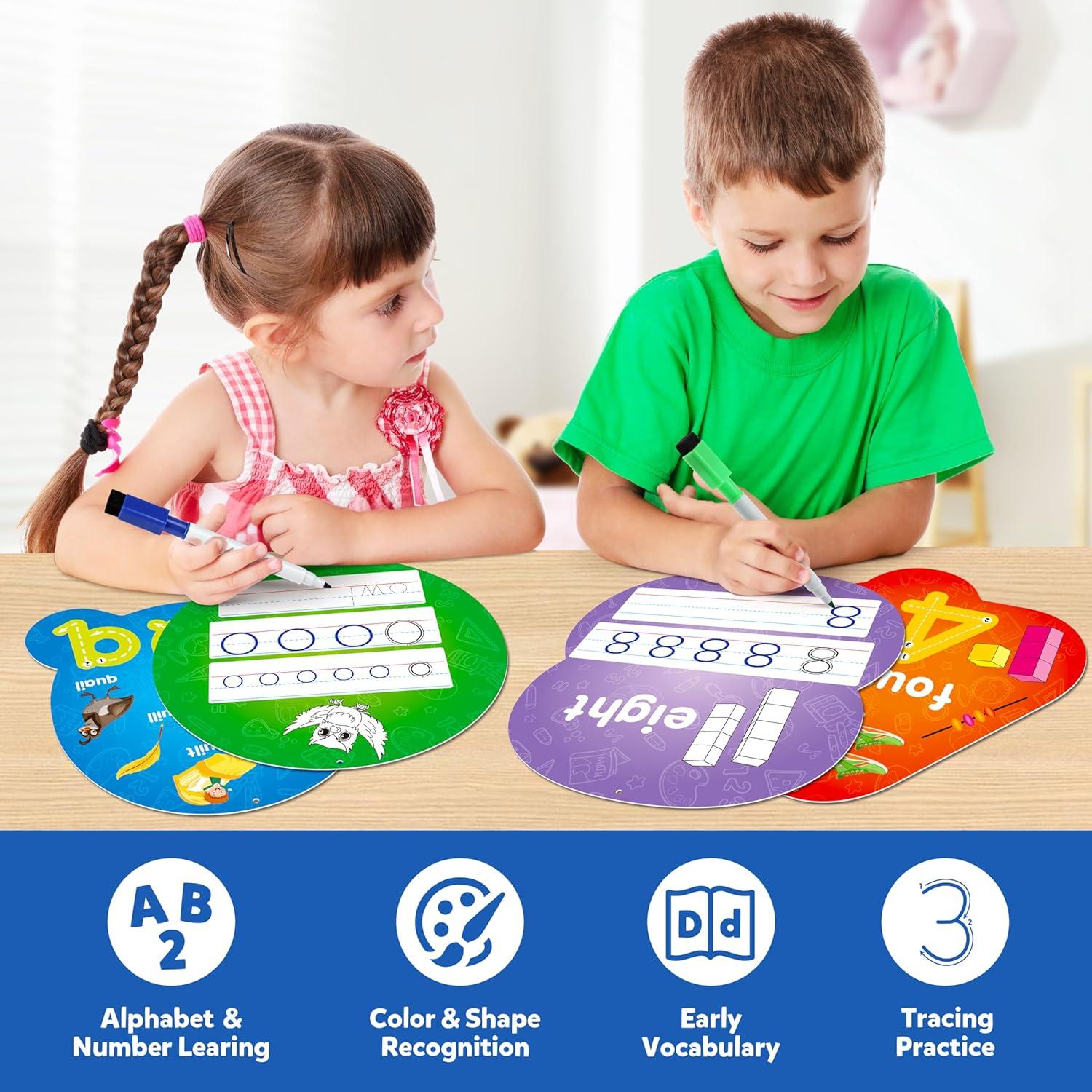 Tarjetas de Flash D-FantiX 55 Pcs para Niños - Letras, Números y Formas