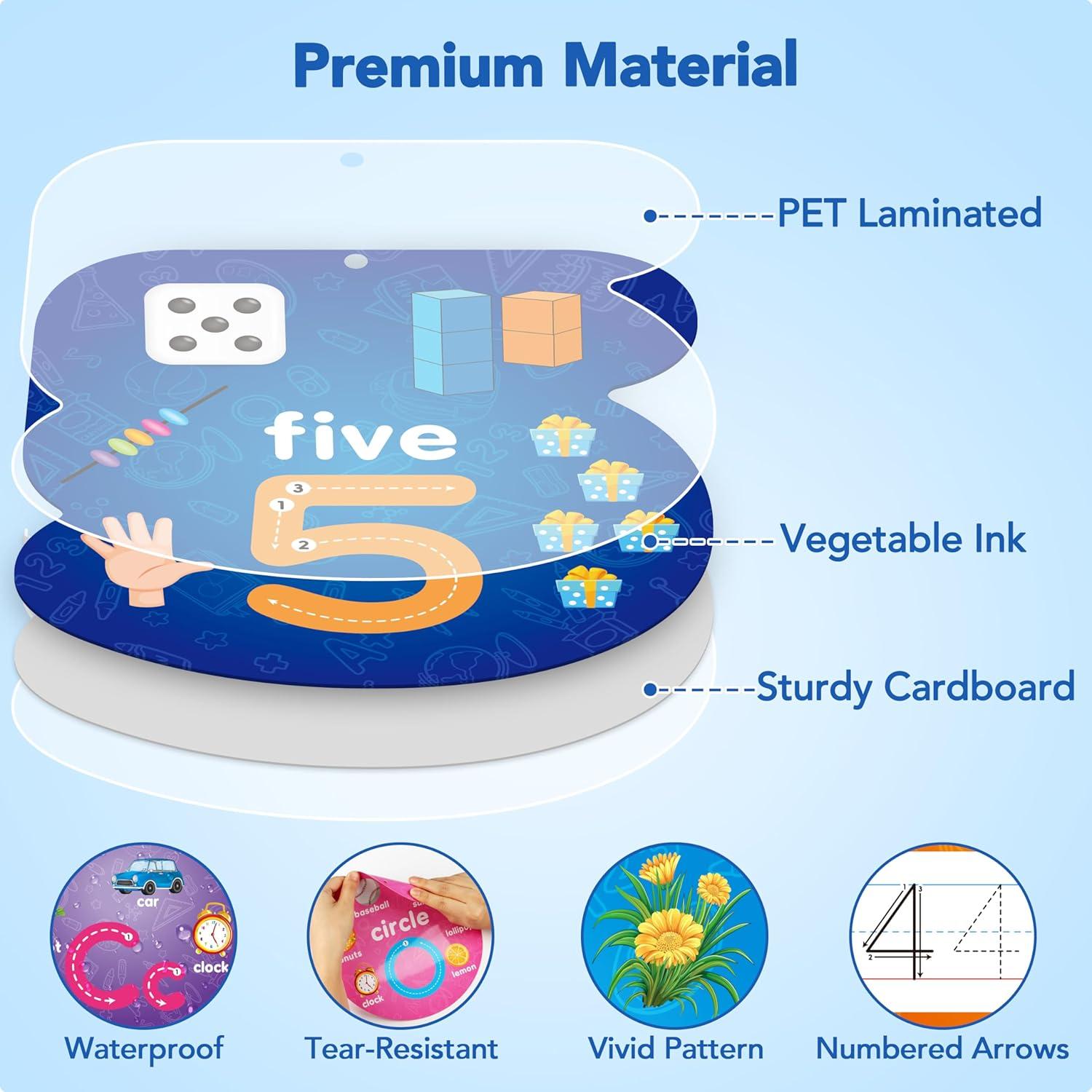 Tarjetas de Flash D-FantiX 55 Pcs para Niños - Letras, Números y Formas