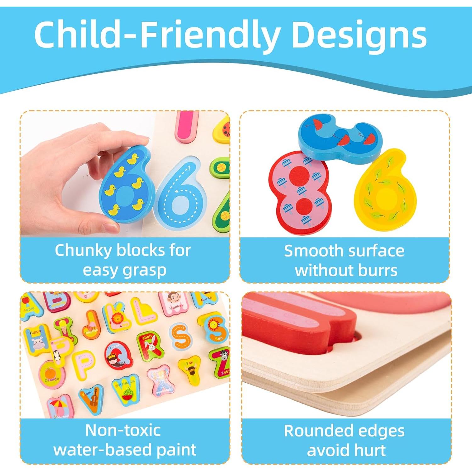 Rompecabezas de Madera 3 en 1 para Niños 3-5 Años - XJYQJD