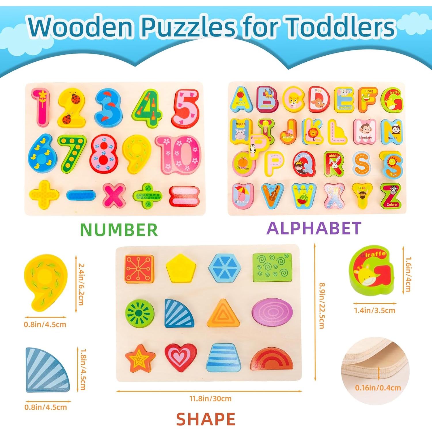 Rompecabezas de Madera 3 en 1 para Niños 3-5 Años - XJYQJD