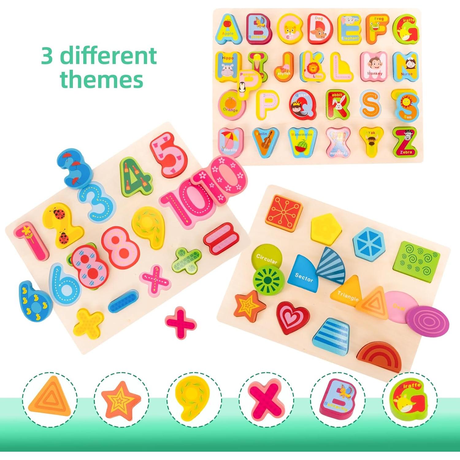 Rompecabezas de Madera 3 en 1 para Niños 3-5 Años - XJYQJD