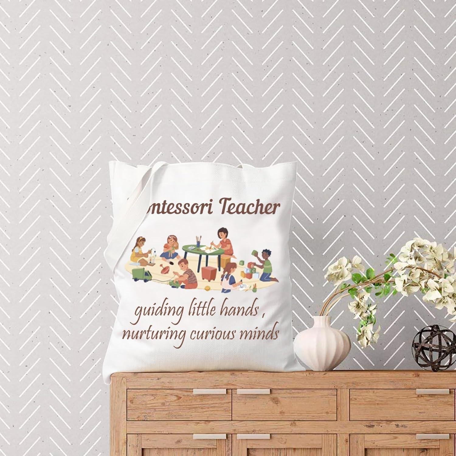 Bolsa Tote Montessori TSOTMO 32x21cm Lona Gráfica para Maestras