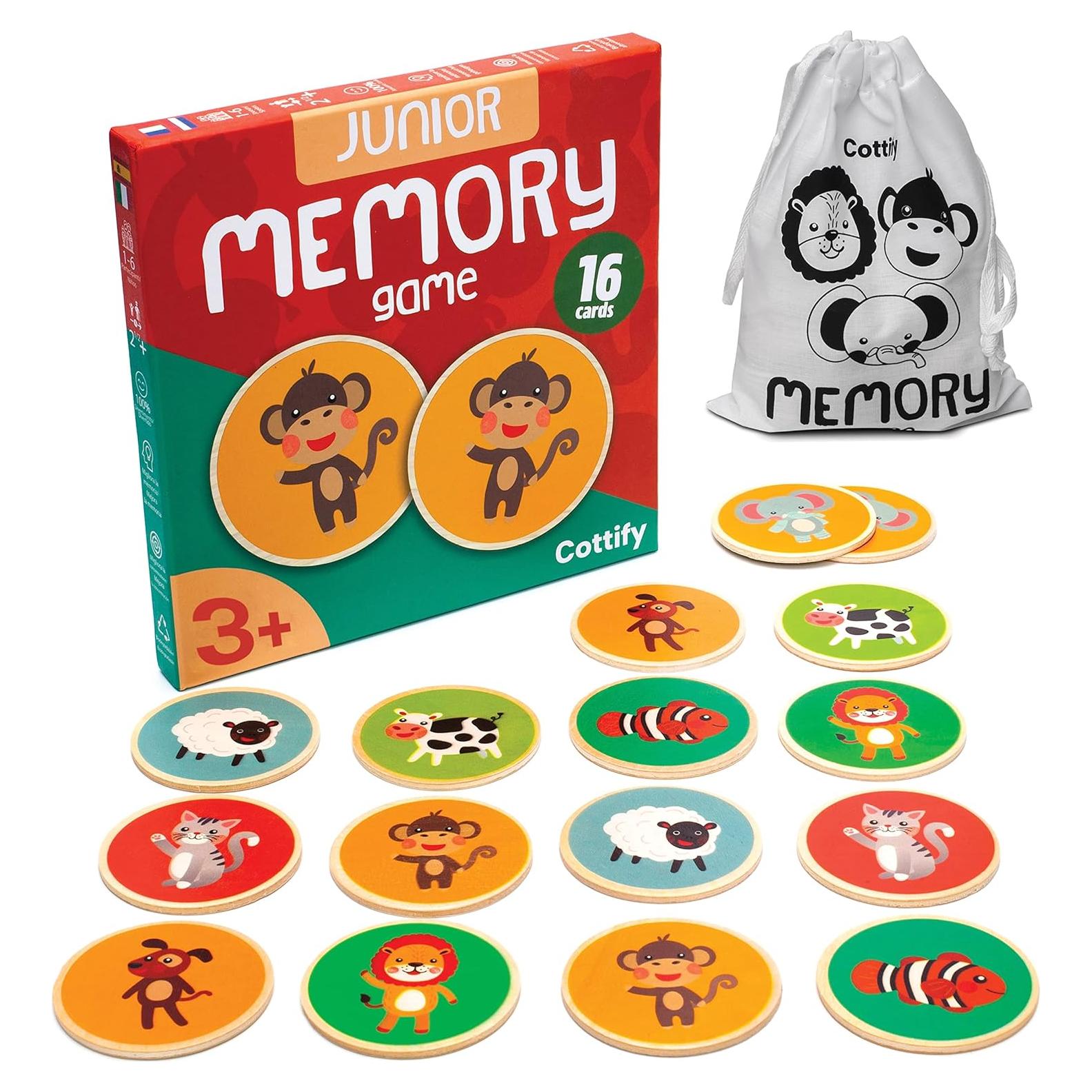 Juego de Memoria de Madera Cottify - 16 Cartas Animales