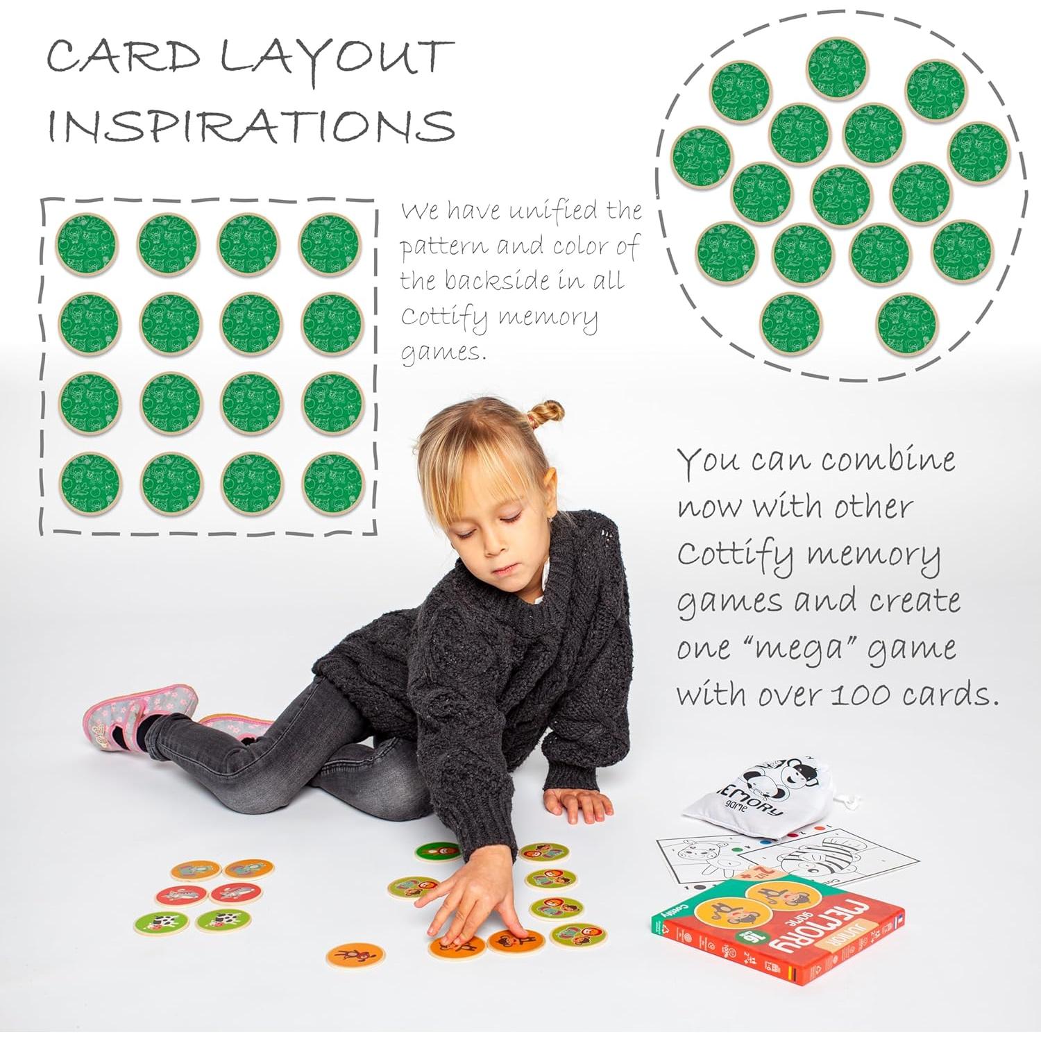 Juego de Memoria de Madera Cottify - 16 Cartas Animales