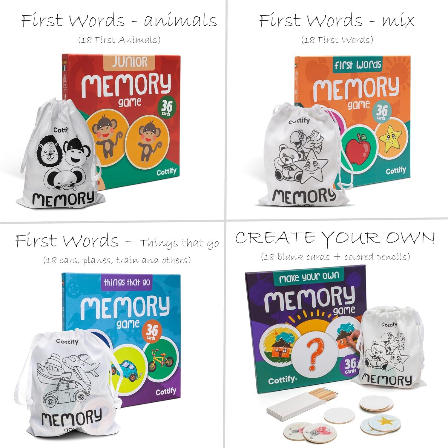 Juego de Memoria de Madera Cottify - 16 Cartas Animales